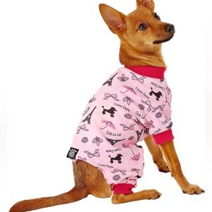 PETRAGEOUS DESIGNS Chewy I Love Paris Dog Pajamas Pink Size M NWT